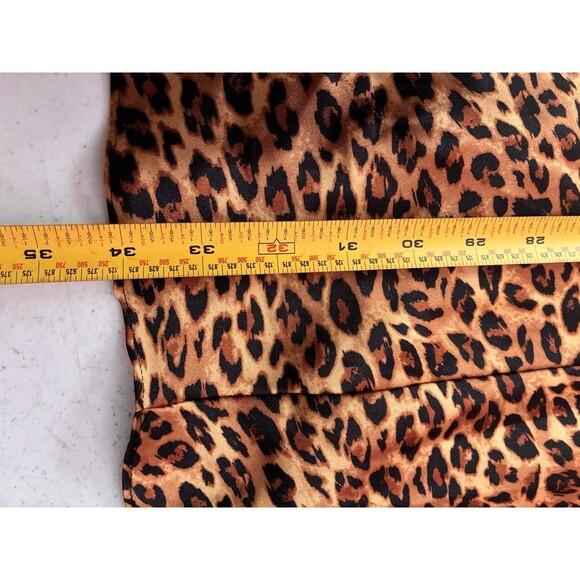 Sophia by Delicates Leopard Satin Slip Dress L Nightgown Chemise Black Lace Y2K - Picture 9 of 9